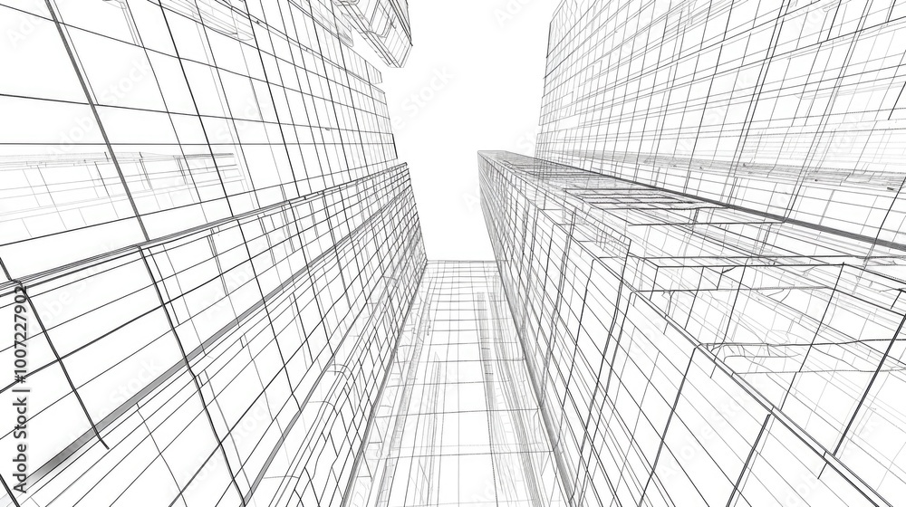 Black and white photo of tall city buildings Black and white photo of tall city buildings
