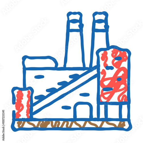 coking plant steel production doodle icon sketch vector. coking plant steel production sign. isolated symbol illustration