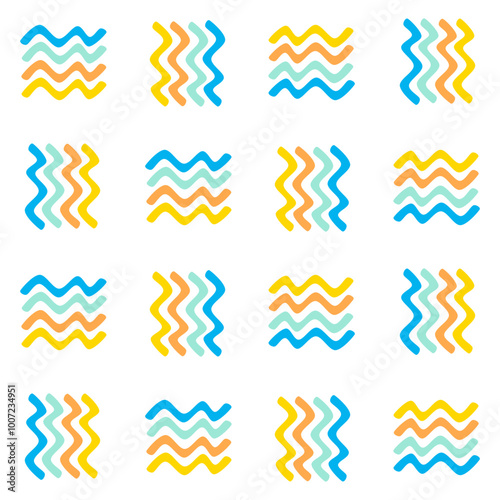 Multicolor waves seamless pattern tiles