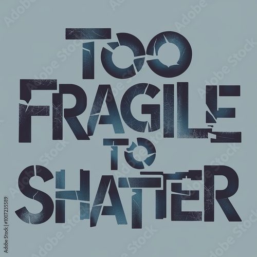 Bold text design with shattered effect conveying the message of fragility on a soft blue background