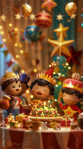 Festive Three Kings Day Celebration with Kids and Cake