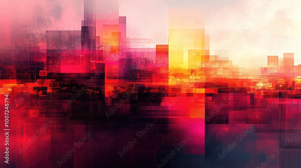 Obraz premium Abstract Glitched Digital Art Background with Distorted Effects and Artifacts