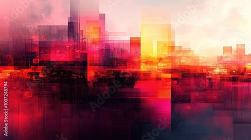 Abstract Glitched Digital Art Background with Distorted Effects and Artifacts