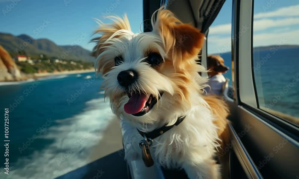 Perros y mascotas divertidos.
Perro disfrutando de un paseo en barco.