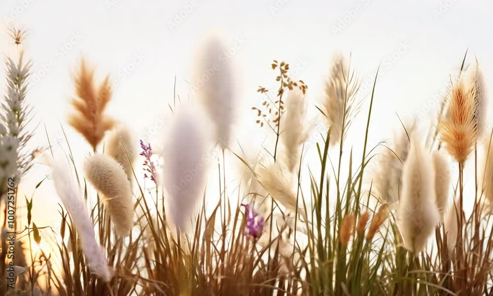 Plantas y flores de muchas clases aisladas en blanco y movidas por el viento.
Fondo de naturaleza y vegetacion.