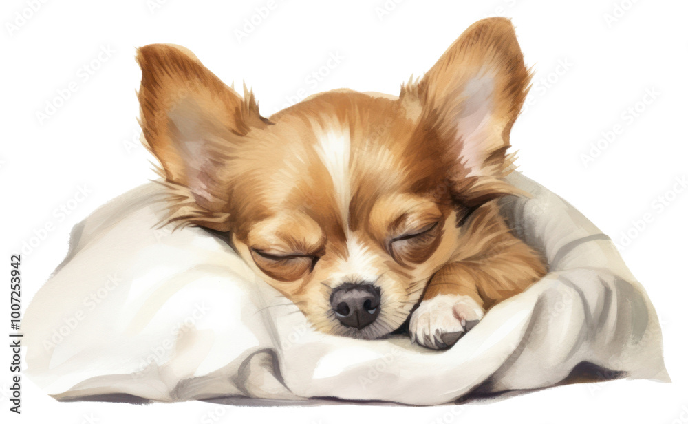 PNG Dog chihuahua papillon sleeping.