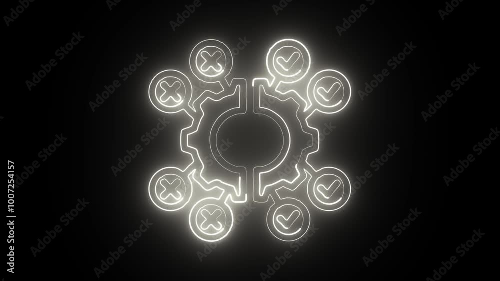 Glowing Neon Disruption Icon Isolated on Black Background. HD Video Motion Graphic Animation Glowing Neon Disruption Icon Isolated on Black Background. HD Video Motion Graphic Animation
