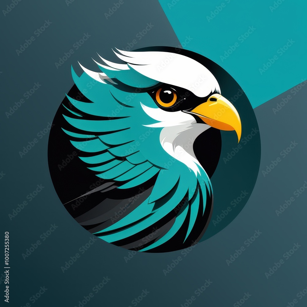 Obraz premium A stylized illustration of a bird's head with vibrant colors and sharp details.