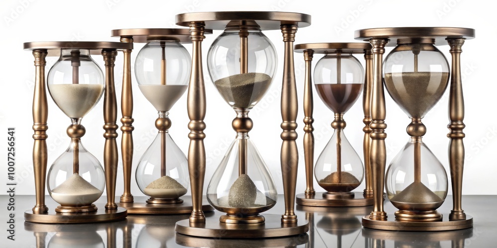 Fototapeta premium Elegant Bronze Hourglass Set, Timekeeper, Measurement, Sand Timer ,hourglass, time, antique