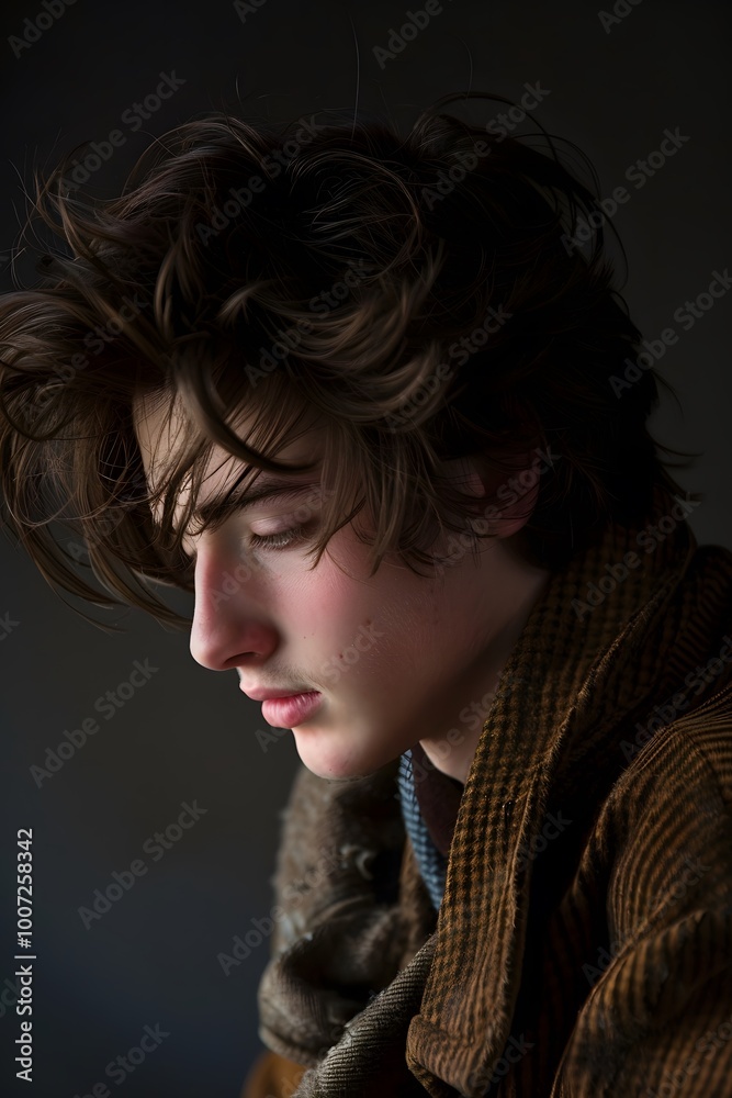 Portrait of a contemplative young man with stylish hair Portrait of a contemplative young man with stylish hair
