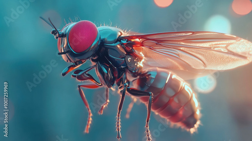 Close-up of a fly wings shimmering in the sunlight photo