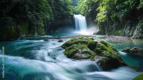 Waterfall in Lush Forest