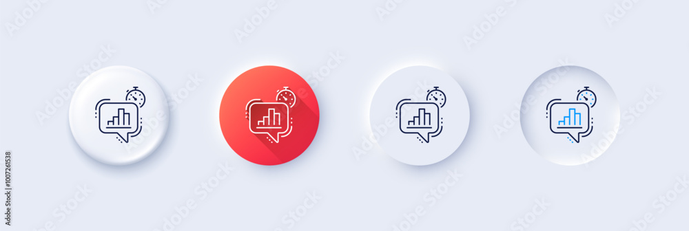 Diagram chart line icon. Neumorphic, Red gradient, 3d pin buttons. Statistics timer sign. Market analytics symbol. Line icons. Neumorphic buttons with outline signs. Vector Diagram chart line icon. Neumorphic, Red gradient, 3d pin buttons. Statistics timer sign. Market analytics symbol. Line icons. Neumorphic buttons with outline signs. Vector