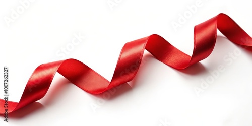 Red Satin Ribbon on White Background, ribbon, gift wrapping, decoration