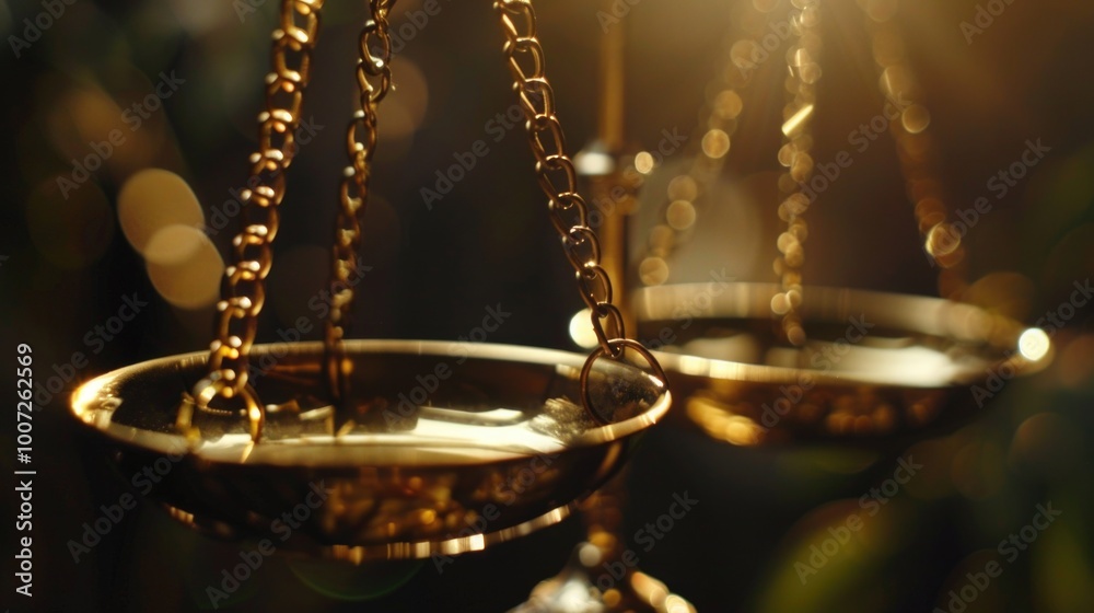 Close-up view of a golden scale pendant on a chain Close-up view of a golden scale pendant on a chain