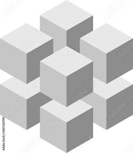 Cube logo, geometric vector design. Box logotype company, trendy tech emblem in pixel style.