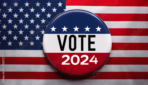 vote 2024 badge on american flag background