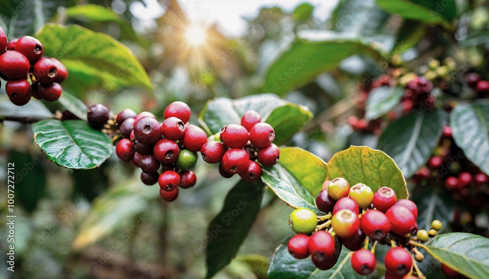 The Essence of Fresh Harvest Coffee Berries Close Up The Essence of Fresh Harvest Coffee Berries Close Up