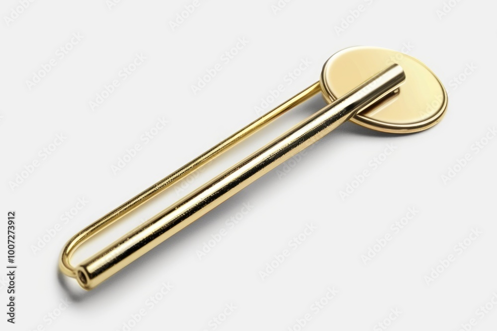Close-up of a metal object on a white surface, suitable for use in product demonstrations or as a design element Close-up of a metal object on a white surface, suitable for use in product demonstrations or as a design element