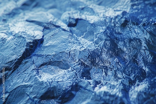 A detailed view of a blue rock partially submerged in water, suitable for use in scientific or educational contexts photo