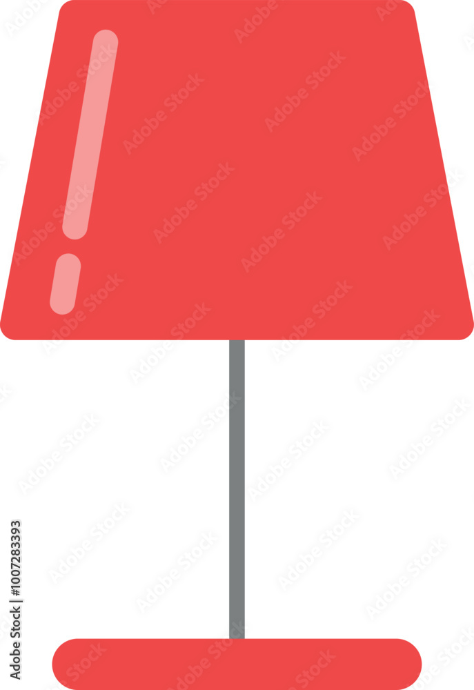 Red bedroom table lamp. Interior light icon Red bedroom table lamp. Interior light icon