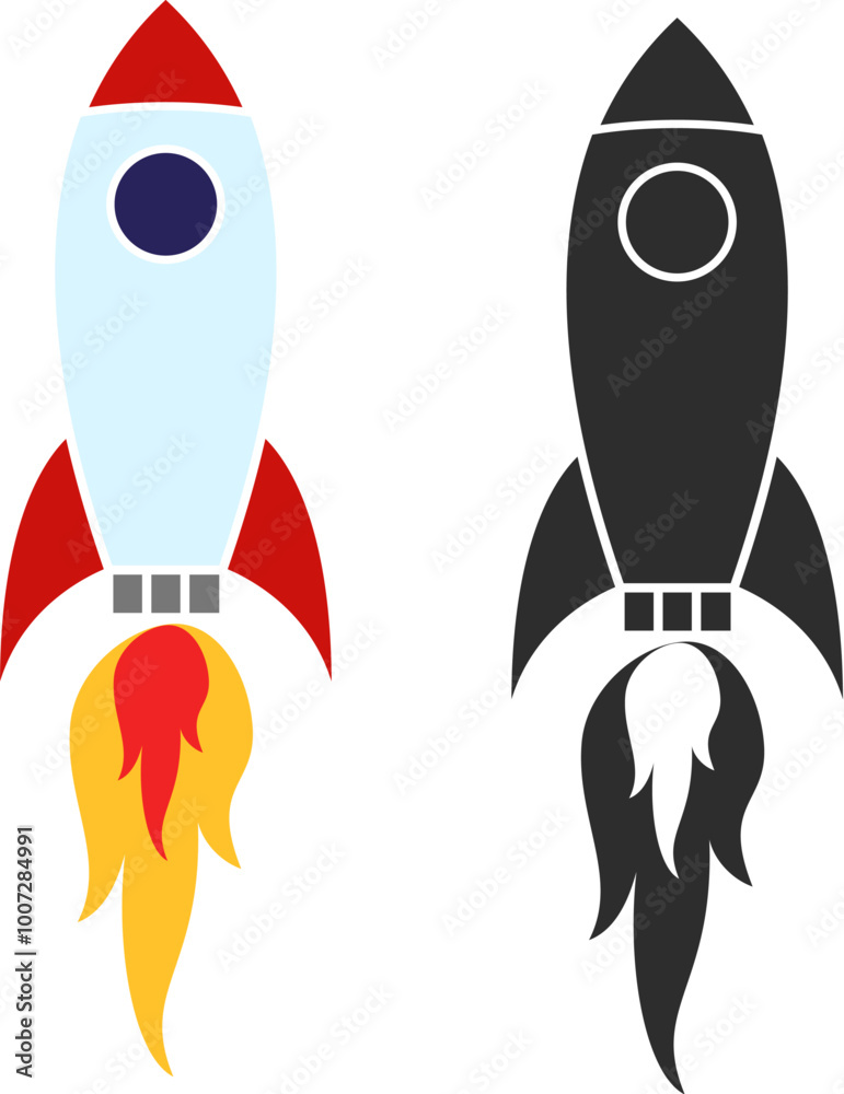 vector icon of rocket isolated on white background. retro flat illustration of space ship vector icon of rocket isolated on white background. retro flat illustration of space ship