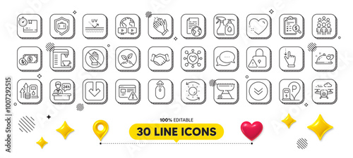 Grill, Luggage protect and Dollar money line icons pack. 3d design elements. Heart, Cardboard box, Startup web icon. Coffee machine, Corrupt, Romantic dinner pictogram. Vector
