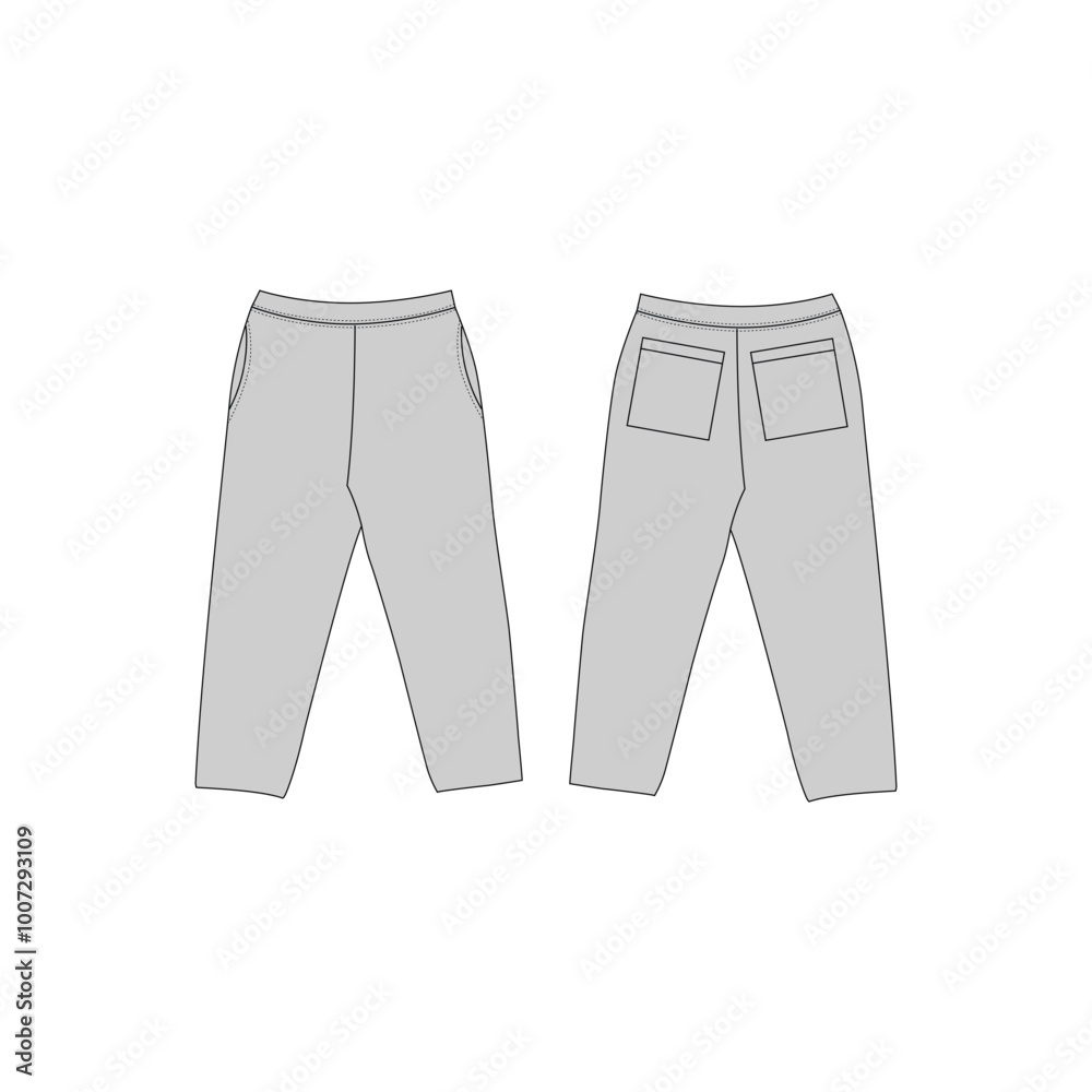 Sweatpants Technical Design Illustration Sweatpants Technical Design Illustration