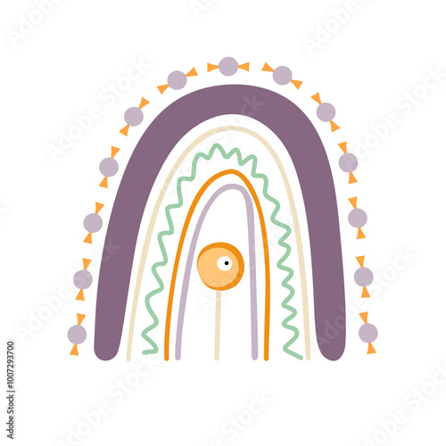 Halloween rainbow abstract shape, simple hand drawn silhouette illustration in trendy pastel colors, minimalist concept perfect for celebration decor, cards, banners, posters, textile, papercraft