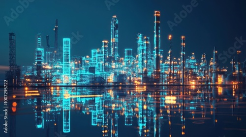 Wallpaper Mural Futuristic Cityscape with Neon Lights Torontodigital.ca