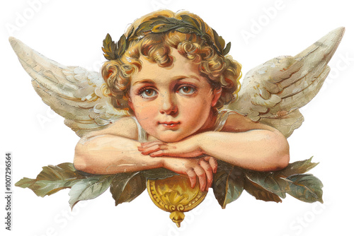 PNG  Vintage angelic cherub illustration photo