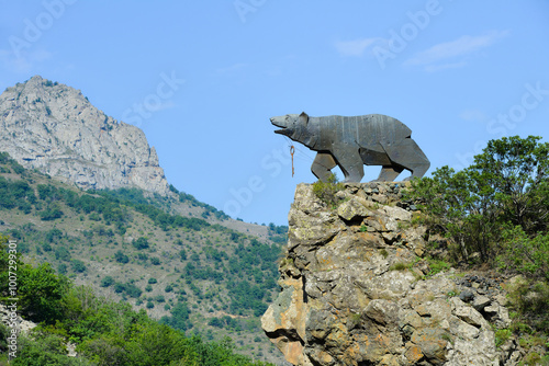 Bear Statue Kajaran`s Key in Kapan, Armenia