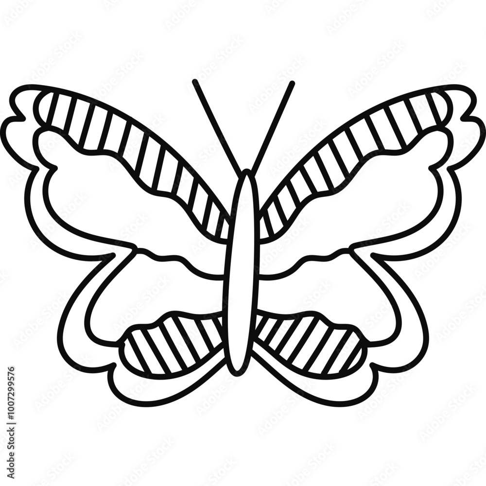 Fototapeta premium Cute doodle butterfly with yellow wings. Flying tropical and garden insect. Trendy symbol of Y2k, 90s and 00s. Hand drawn simple butterfly isolated on white background. Nostalgia for 1990s aesthetic.