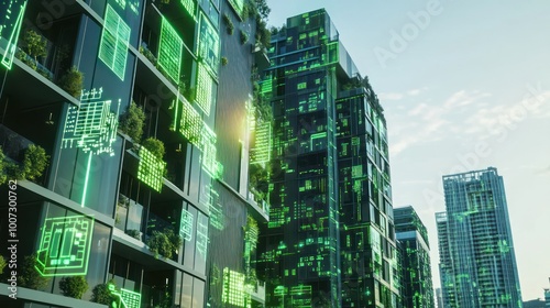 Futuristic Cityscape with Green Technology