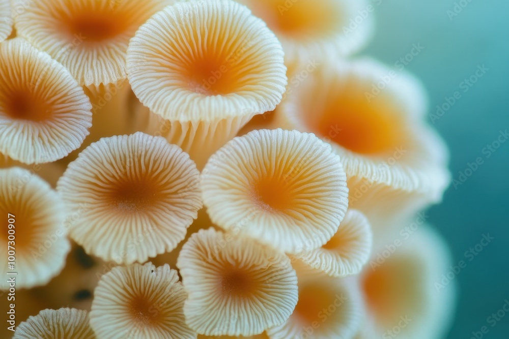 Close up of orange tipped mushrooms Close up of orange tipped mushrooms