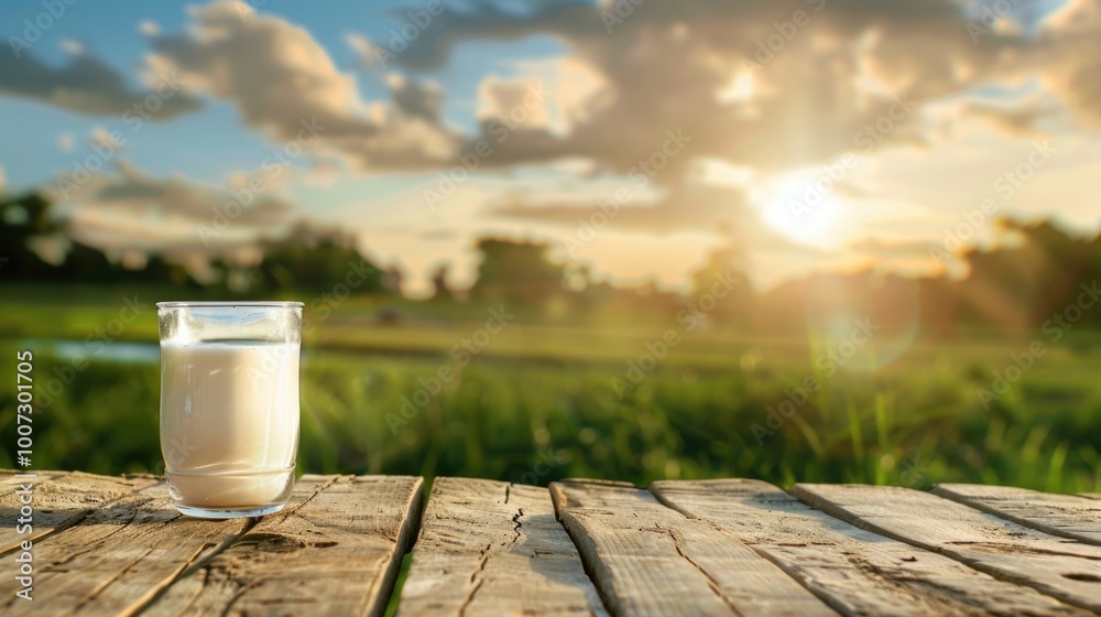 glass of milk on wooden table cow farm with grass glass of milk on wooden table cow farm with grass
