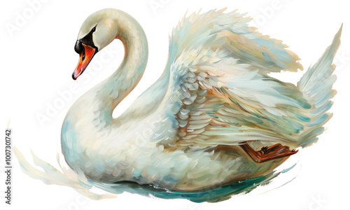 Fototapeta Naklejka Na Ścianę i Meble -  PNG  Elegant swan watercolor background
