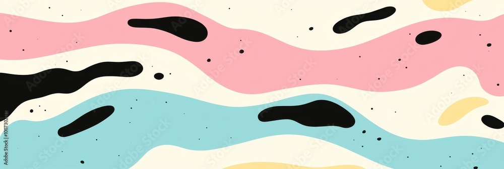 An abstract retro pattern featuring pastel colors with wavy block curvy shapes An abstract retro pattern featuring pastel colors with wavy block curvy shapes
