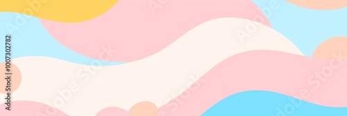 An abstract retro pattern featuring pastel colors with wavy block curvy shapes  photo