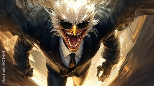 Sinister Bald Eagle in a Suit Generative AI