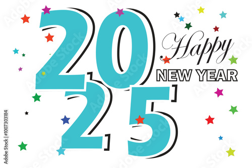 Happy new year 2025 design. With colorful truncated number illustrations. Premium vector design 2025