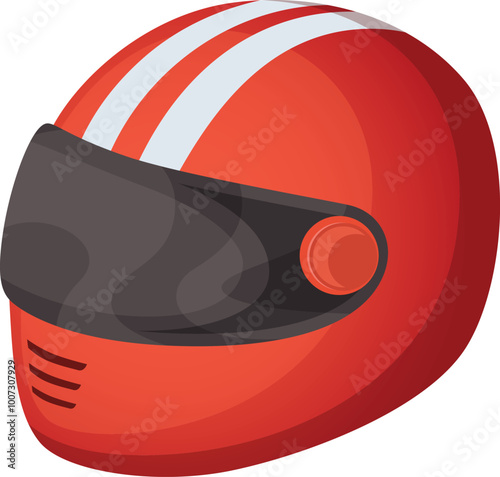 Racing helmet cartoon icon. Red safety equipment