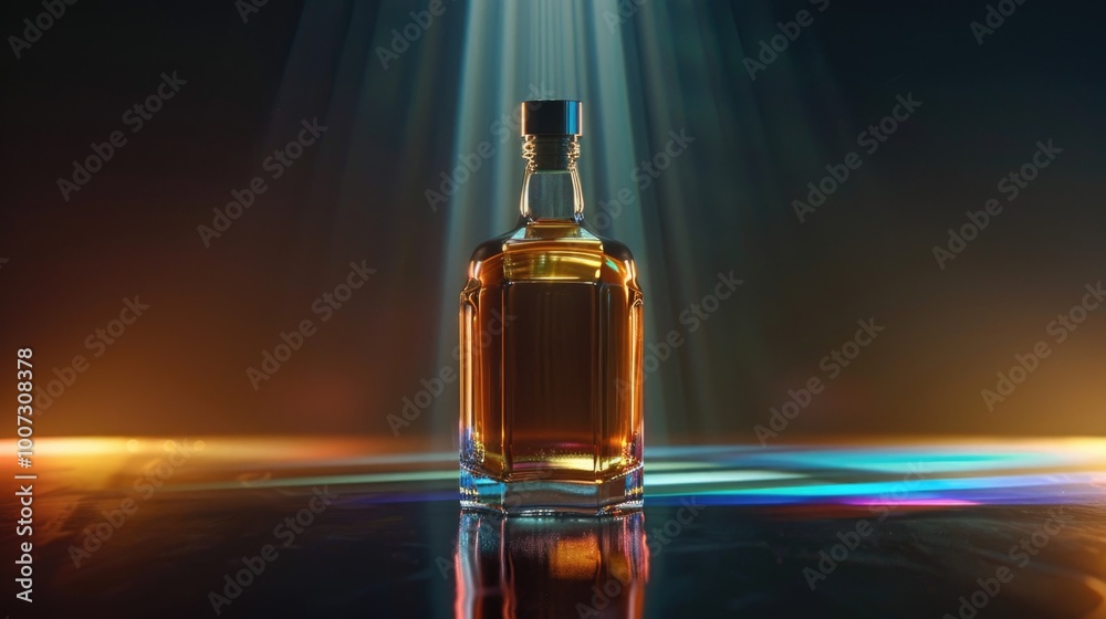 Naklejka premium whisky bottle alcohol colorful lighting
