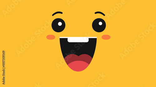 Smiling Face Emoticon with Open Mouth Expression | Cute Vector Design Positive and Happy Emoji Art Illustration