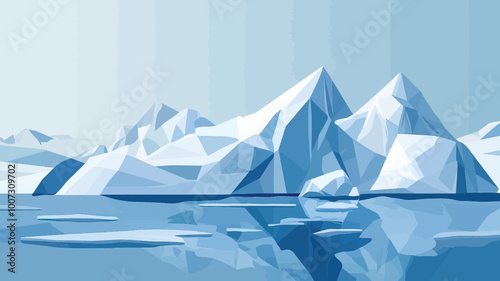 Geometric Blue Iceberg Low Poly Art - Abstract Polygonal Ice Mountain Vector Illustration for Environmental and Winter Themes
