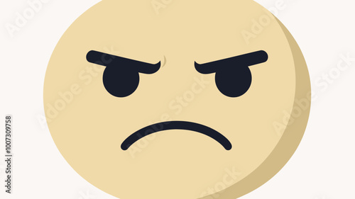 Frowning Angry Face Emoticon Vector Design for Expressing Negative Emotions and Frustration in Digital Communications