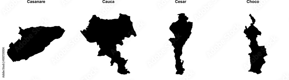 Casanare, Cauca, Cesar, Choco outline maps Casanare, Cauca, Cesar, Choco outline maps