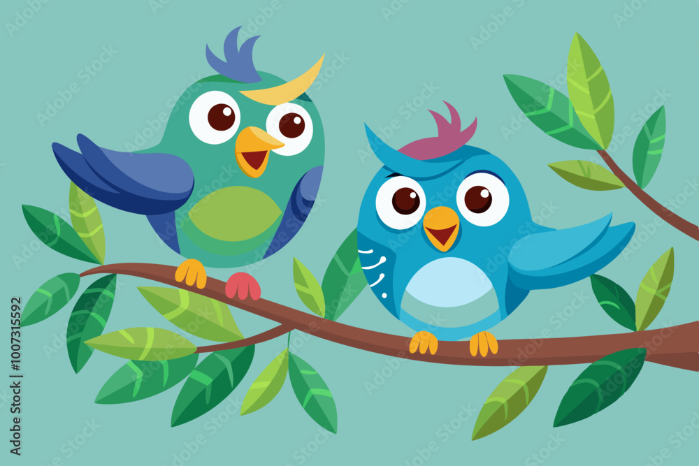 funny birds on branch clipart vector design funny birds on branch clipart vector design