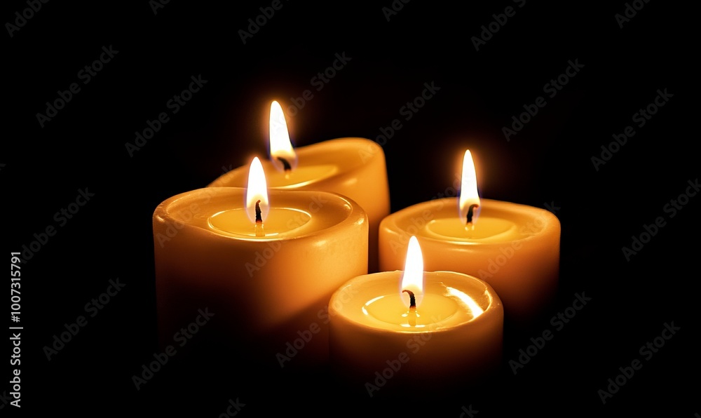 A burning candles on a black backlight background. Memorial Day A burning candles on a black backlight background. Memorial Day