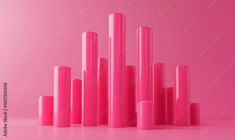 Bold Pink financial Graph on Isolated Background Bold Pink financial Graph on Isolated Background